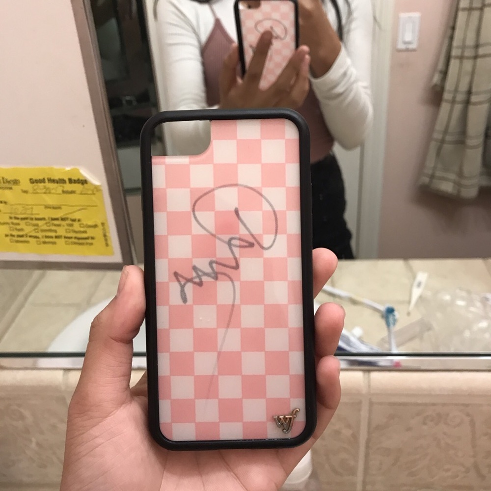 pink checkered iphone 6/7 wildflower case